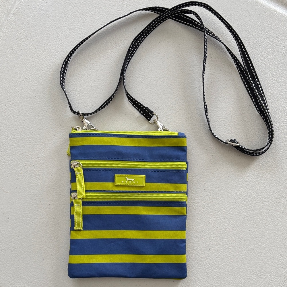 Scout Blue and lime green Striped Bag